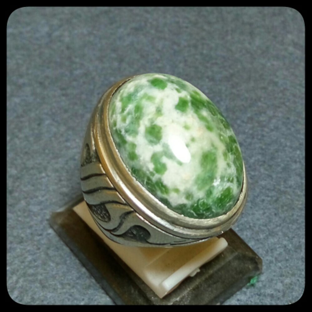 CINCIN BATU AKIK GREEN DALMATION HIGH QUALITY TERMURAH