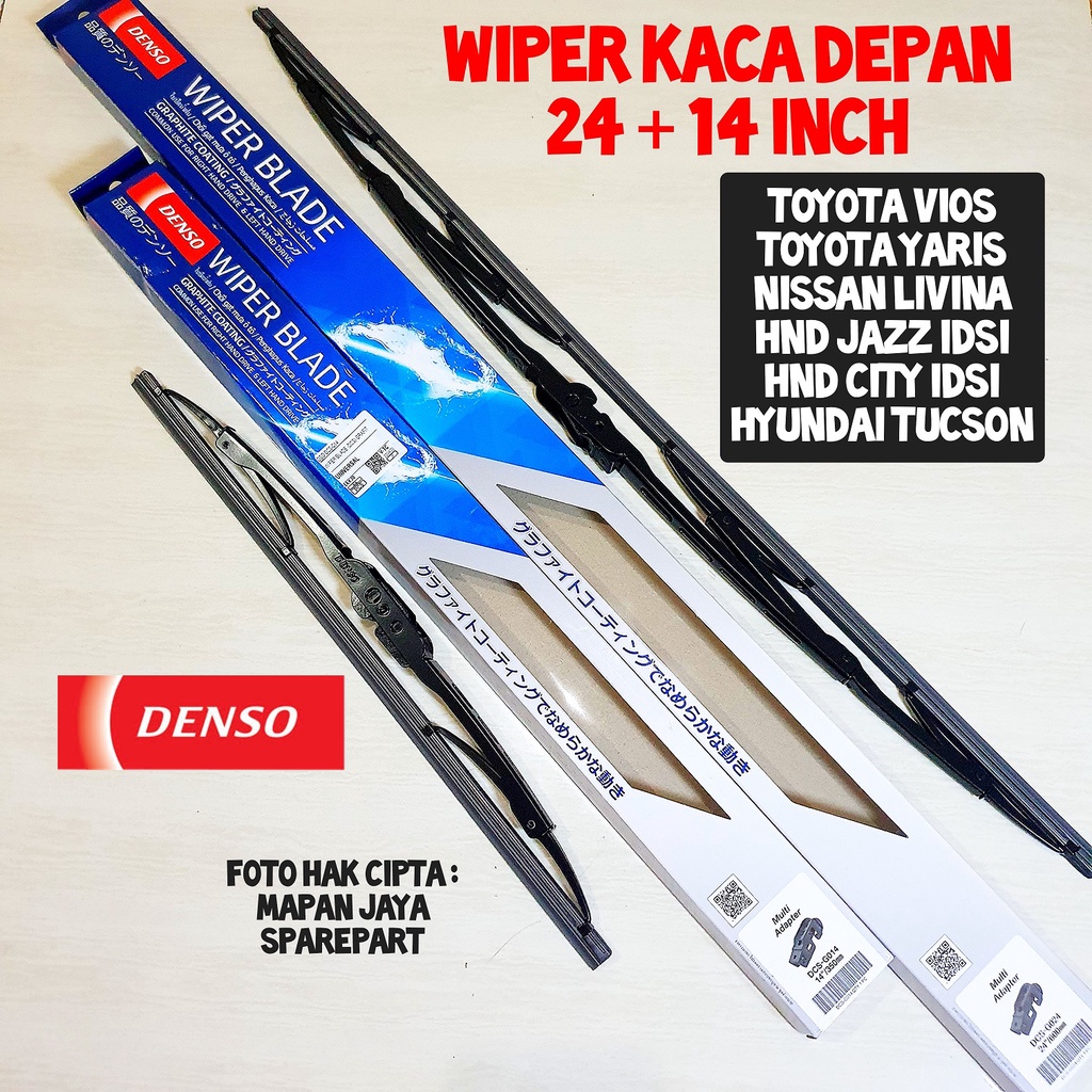 WIPER KACA DEPAN VIOS YARIS LIVINA JAZZ CITY HYUNDAI TUCSON ORI DENSO