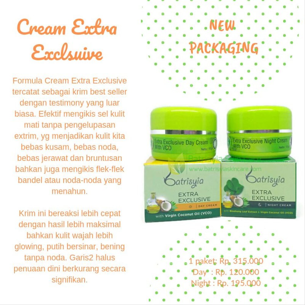 

Cream Extra Exclusive Night Green / Ekstra Eksklusif Batrisyia Herbal