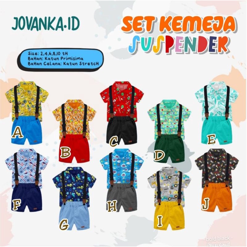 JOVANKA SET KEMEJA SUSPENDER JOVANKA.ID - setelan hem kerah formal celana pendek baju anak laki