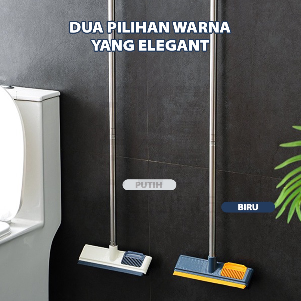 HUGO Sikat Lantai Kamar Mandi Toilet WC 2 in 1 Praktis Multifungsi Serokan Air Gagang Panjang