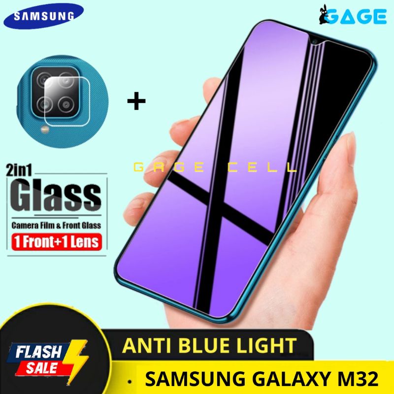 2in1 TEMPERED GLASS ANTI BLUE LIGHT SAMSUNG GALAXY M32 TG ANTI RADIASI FULL LAYAR SCREEN PROTECTOR