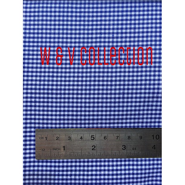 Kain Kotak biru putih 2mm lebar 150cm.