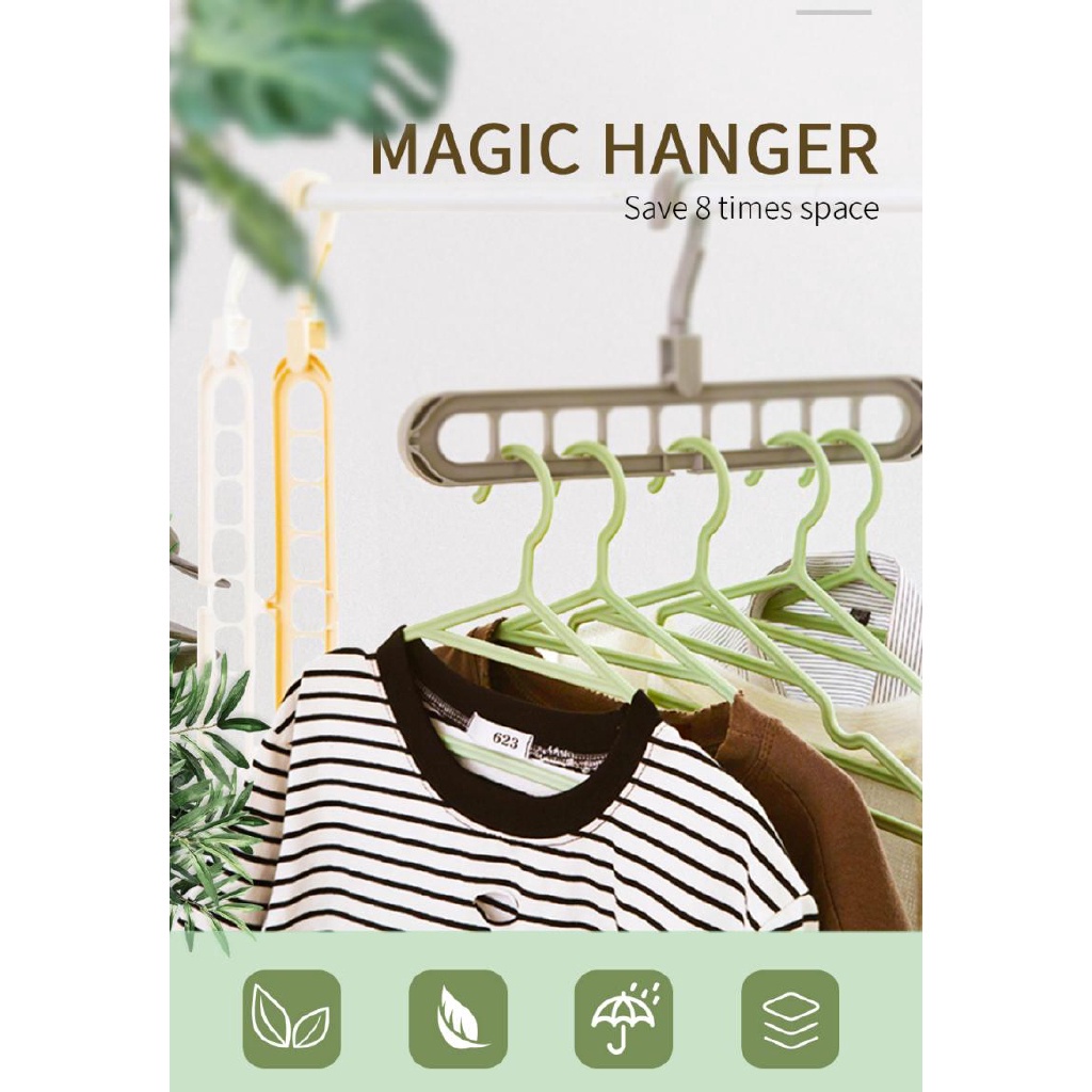 5pcs Magic Hanger Nine-hole Rotating Multi-Function Folding Magic Clothes Hanger