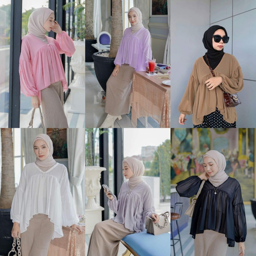 [Bisa COD] Baju Kuliah Baju Kerja Baju Ospek MPLS Baju Trainee Baju Korea Baju Daily TYRA BLOUSE - B