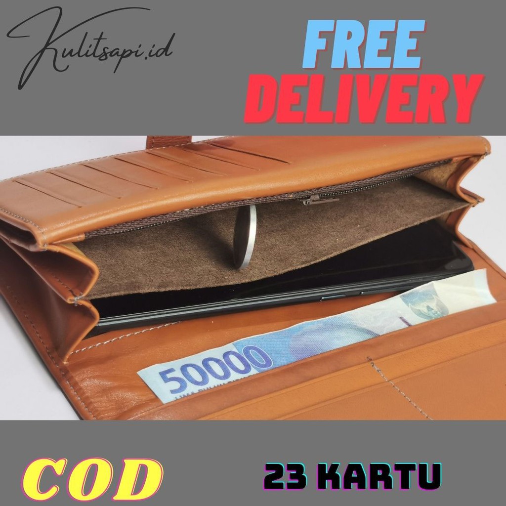 Dompet kulit asli Panjang Kartu banyak