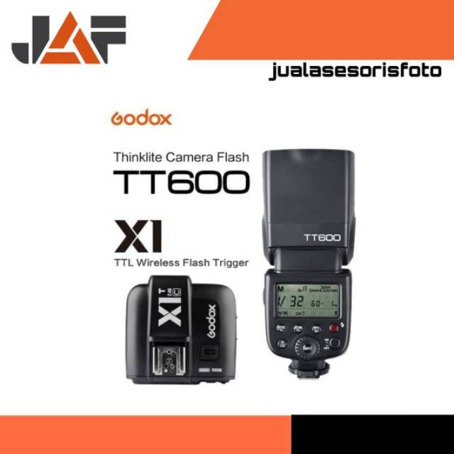 Paket Flash Godox TT-600 /TT600 bonus Trigger X1-T Canon