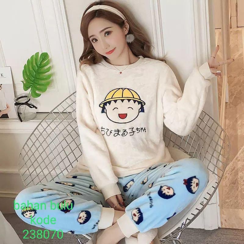 PP Baju Tidur Marucan Bulu bulu Premium Quality lembut dan tebal