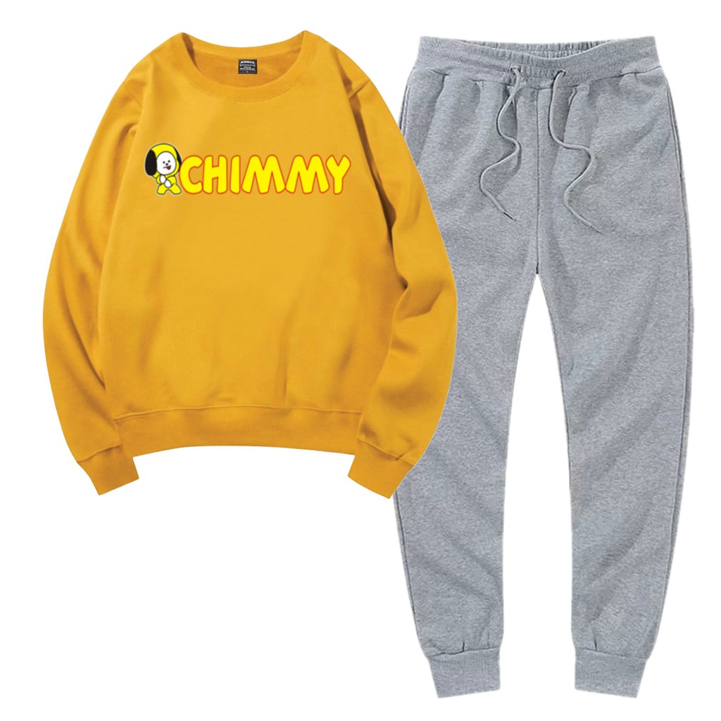 BESS - Baju Setelan Wanita Murah / Setelan Sweater + Jogger Abu - CIMY FONT