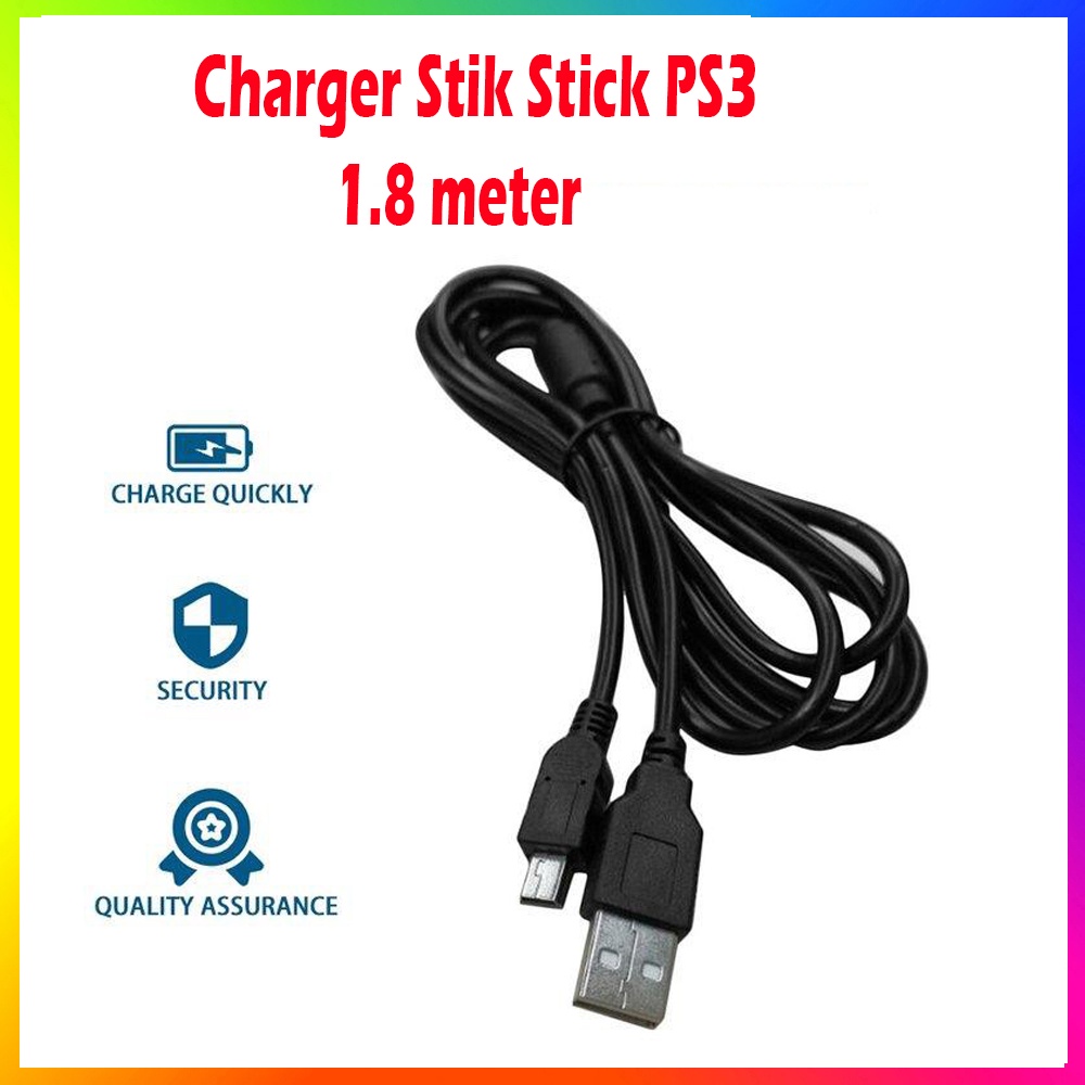 Charger Stik PS3 1.8m / PS3 3m / PS4 1.8m / PS4 3m / Kabel USB Charger Stik Stick PS4 Kabel Original FOXCONN