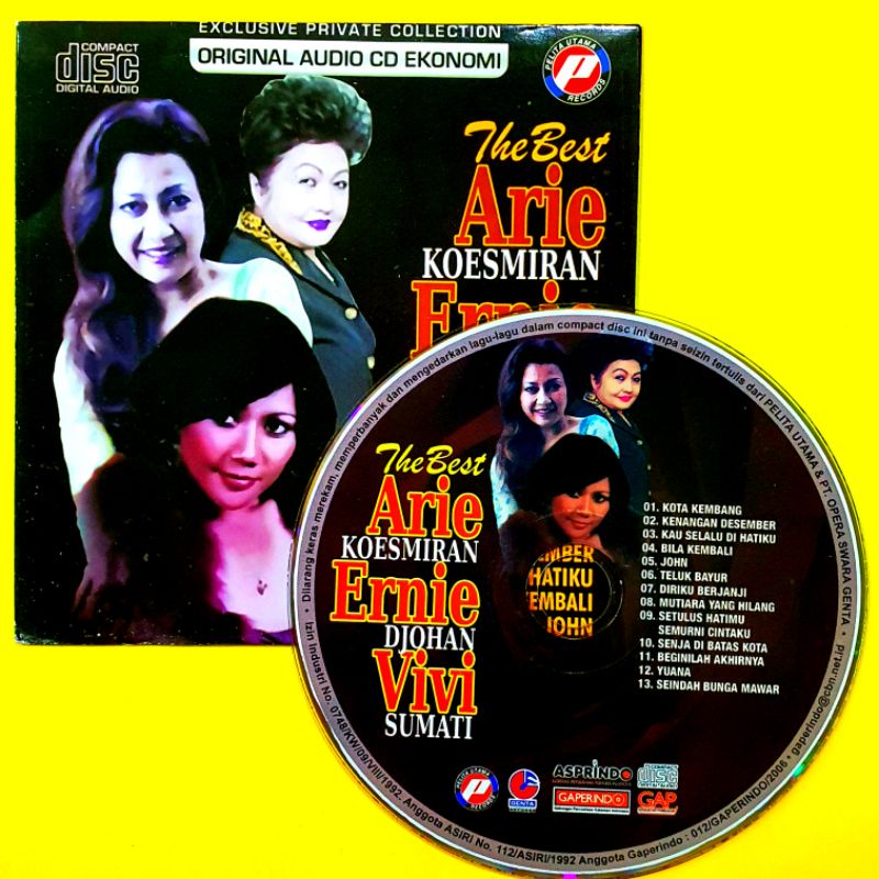 KASET CD AUDIO MUSIK 13 LAGU POP LAWAS -ARIE KOESMIRAN -ERNIE DJOHAN -VIVI SUMATI - COMPACT DISC