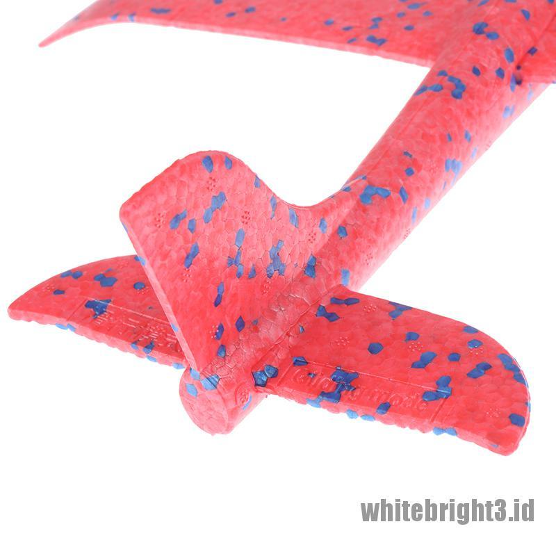 (white3) Mainan Pesawat Luncur Bahan Busa + Karet Ukuran 35CM