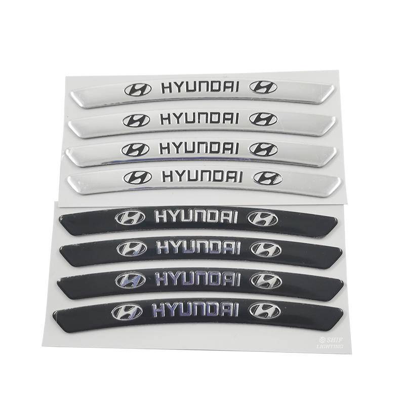 4 x Aluminum HYUNDAI Letter Logo Car Auto Wheel Tire Decorative Emblem Badge Sticker Decal HYUNDAI