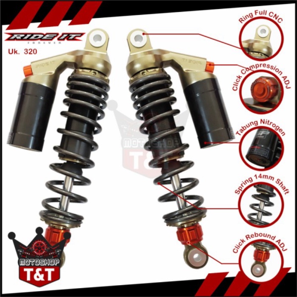 Dijual Shock Bebek Tabung Atas GP PREMIUM RIDE IT 280 320 340 - Titanium Abu 320 Berkualitas