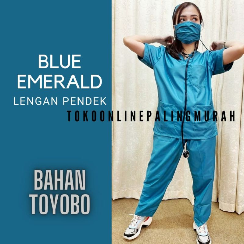 BAJU CELANA JAGA OKA OK PERAWAT/DOKTER LENGAN PENDEK BAHAN TOYOBO PREMIUM