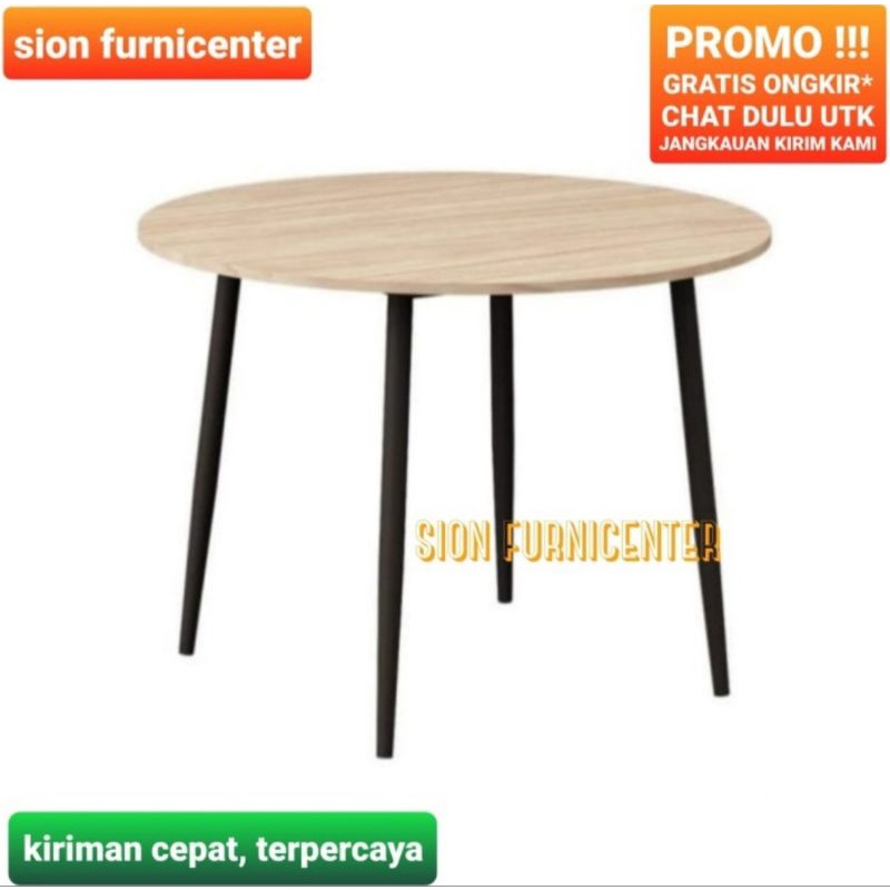meja makan bulat minimalis / meja saja / meja makan bulat kaki besi / meja makan minimalis bulat kak