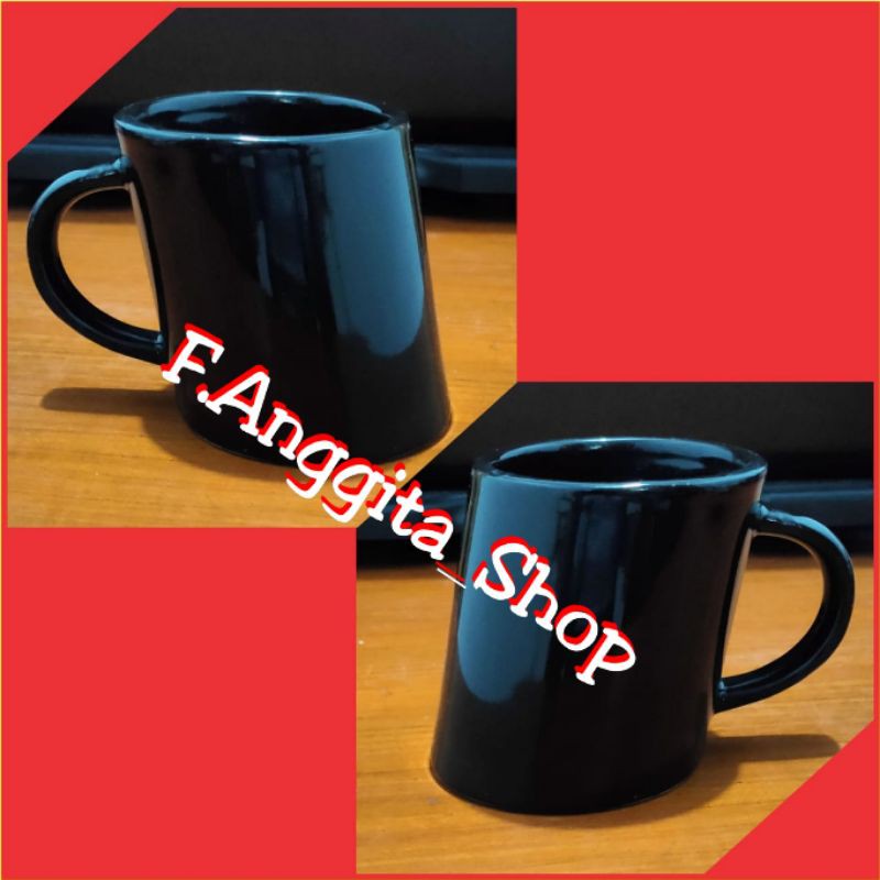 Mug Miring Hitam Polos
