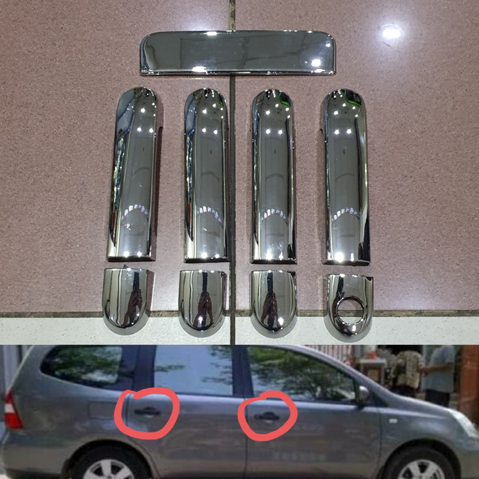 Cover handle pintu NISSAN LIVINA / GRAND LIVINA 2015 sampai 2018 tipe 1 lobang kunci 2016 2017 chrome crome tempel