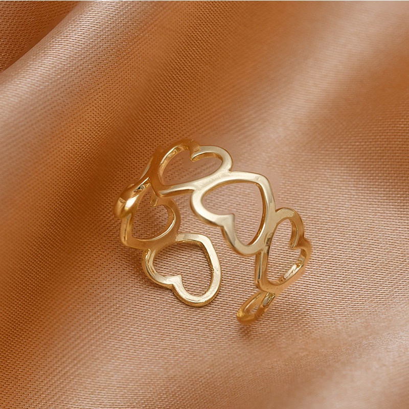 XiaoboACC Korean Fashion Heart Smiley Face Bow Index Finger Ring Micro Inlay Zircon Open Rings