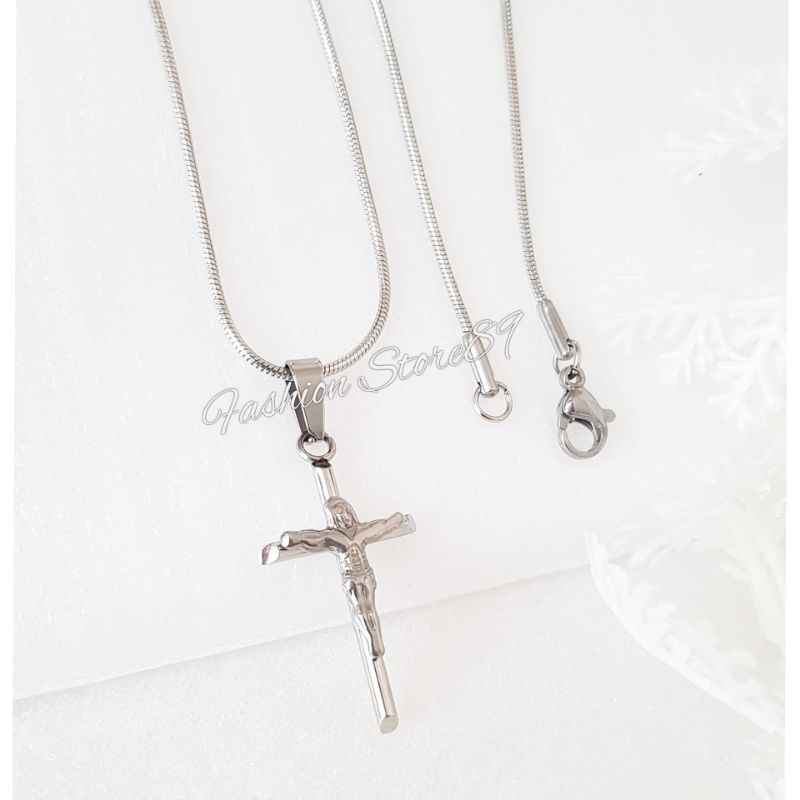 Restok bestseller Kalung Salib Silver Titanium Antikarat Selamanya SSK