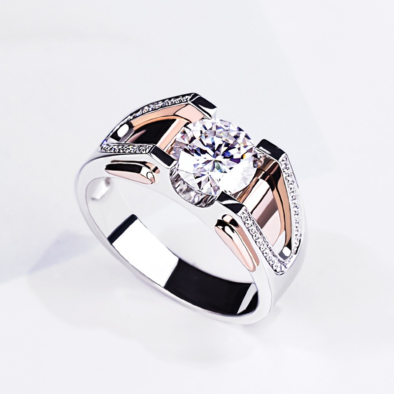 Cincin 2 Karat Dua Warna Bahan Stainless Steel Untuk Pria