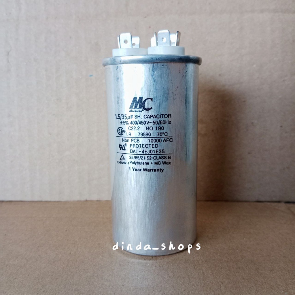 KAPASITOR AC / CAPACITOR AC LG 3 KAKI 35/1,5 uF (MERK MC) 35/1,5 MIKRO