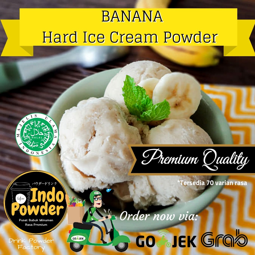Banana HARD ICE CREAM Powder 1Kg / Bubuk Ice Cream Banana 1Kg