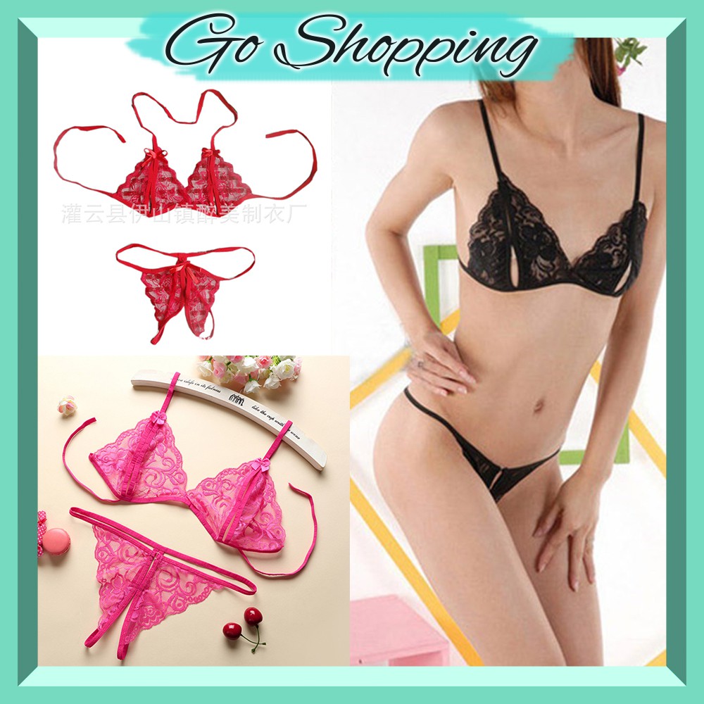 GO! 001 BRA SET WANITA LINGERIE SEXY WOMEN SLEEP WEAR BH CEWEK G-STRING RENDA PAKAIAN DALAM COD