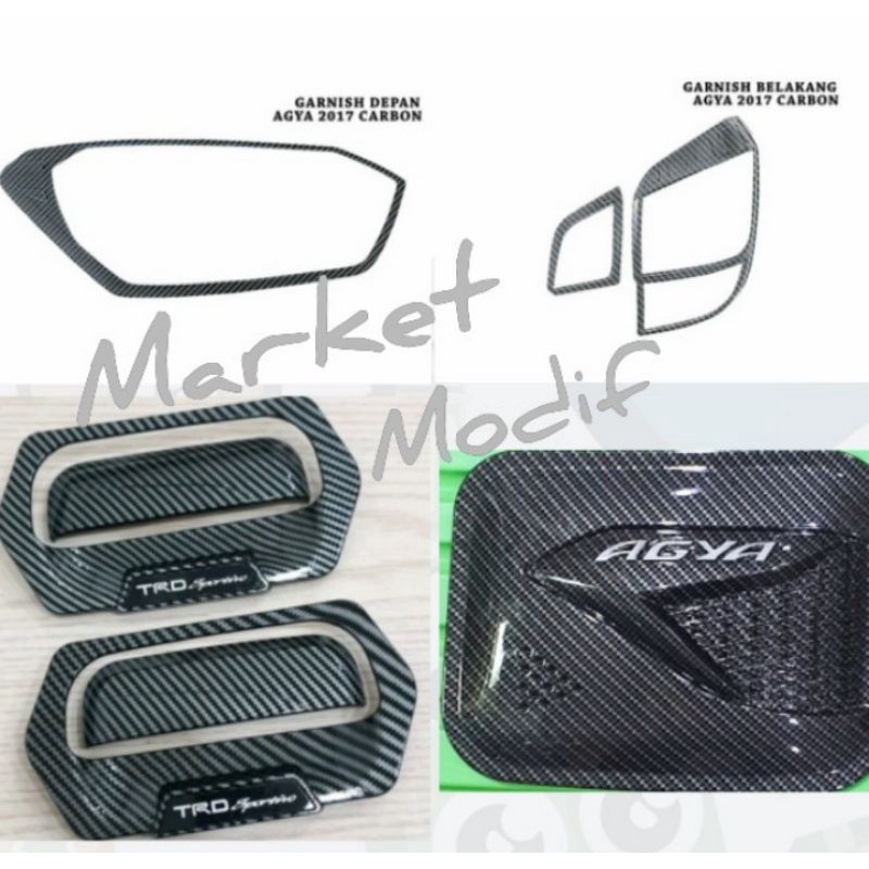 Paket Garnish Lampu-Handle-Outer-Tank Cover Carbon Agya 2017-2021