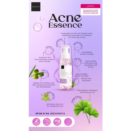 Scarlett Acne Essence Toner Original/ Pembersih Wajah BPOM AMAN