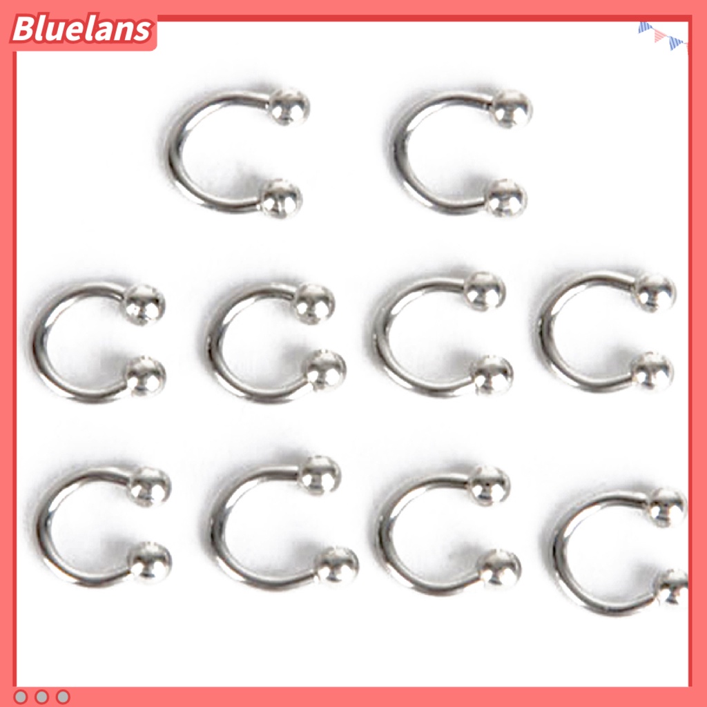 Bluelans 10 Pcs Stainless Steel Horseshoe Bar Lip Nose Septum Ear Ring Stud Body Piercing