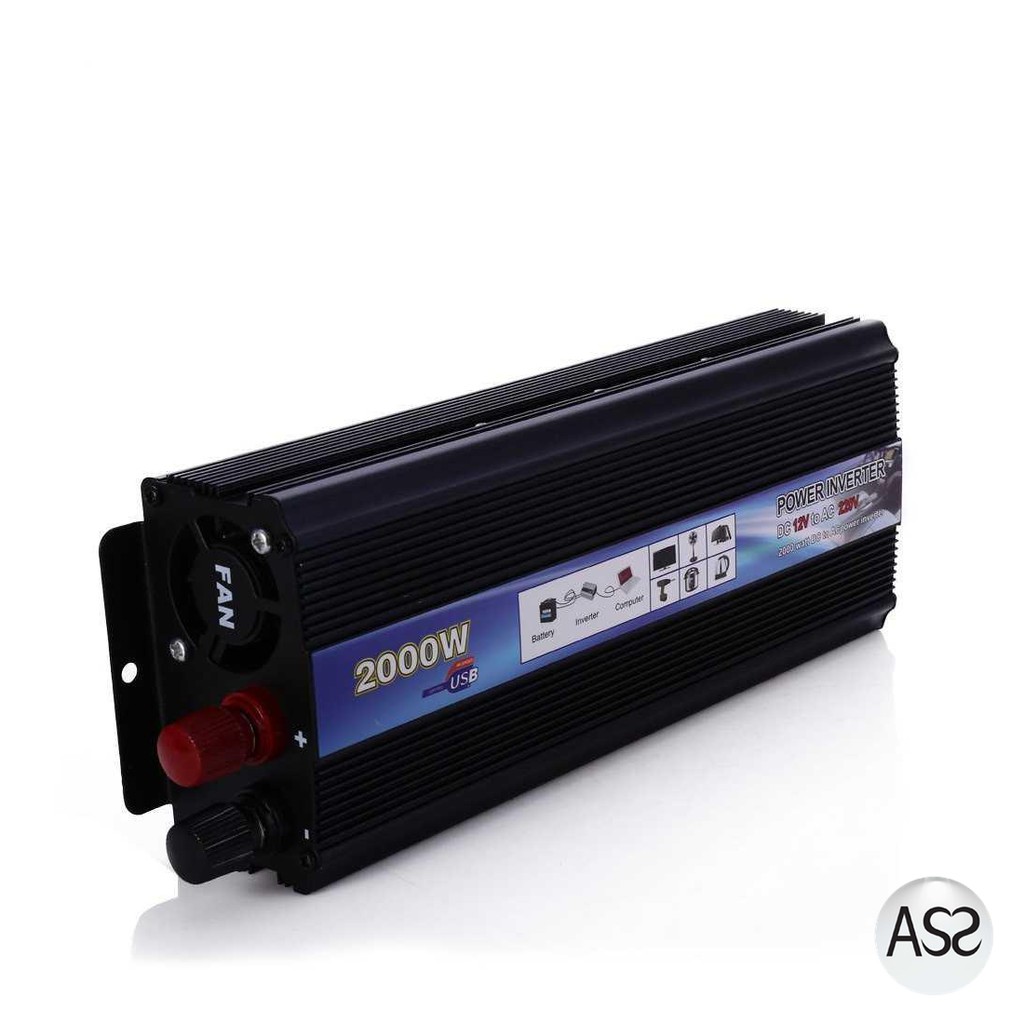 ASS Shop - Taffware Rectangle Car Inverter DC 12Volts to AC 220V 2000Watt - PI