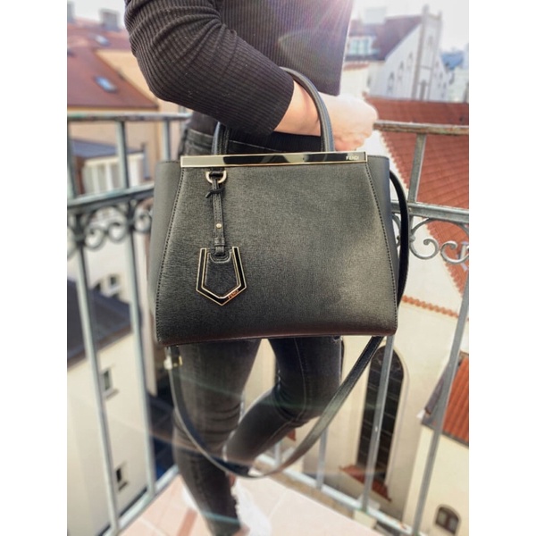 Preloved mirror FENDII 2Jours Petite Saffiano Black | Hand Bag Branded
