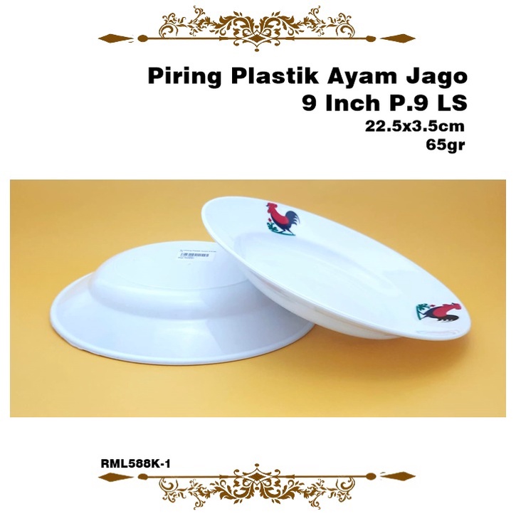 Piring Plastik Ayam Jago 9 Inch LS