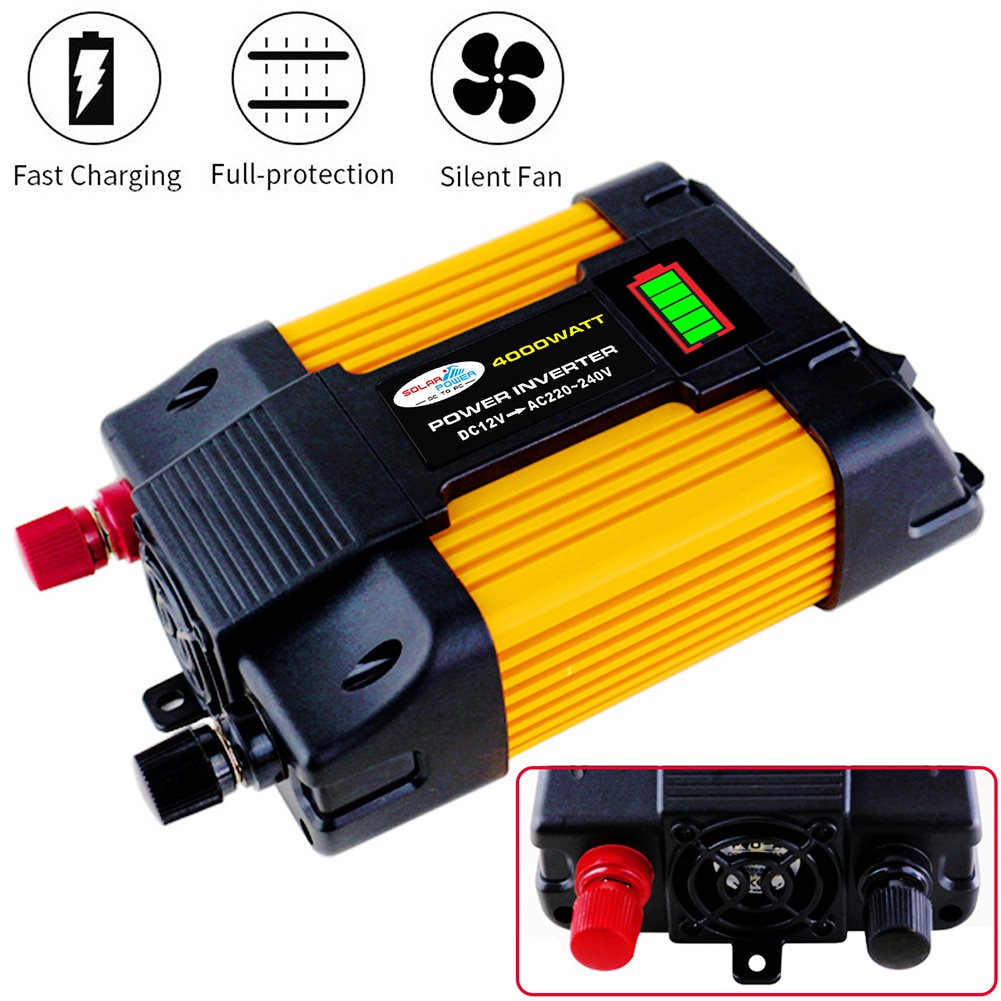 4000W  Power Inverter  Dc 12v Ac 220v Dual Usb  Dengan Display Led Untuk Mobil  Inverter Tenaga Surya