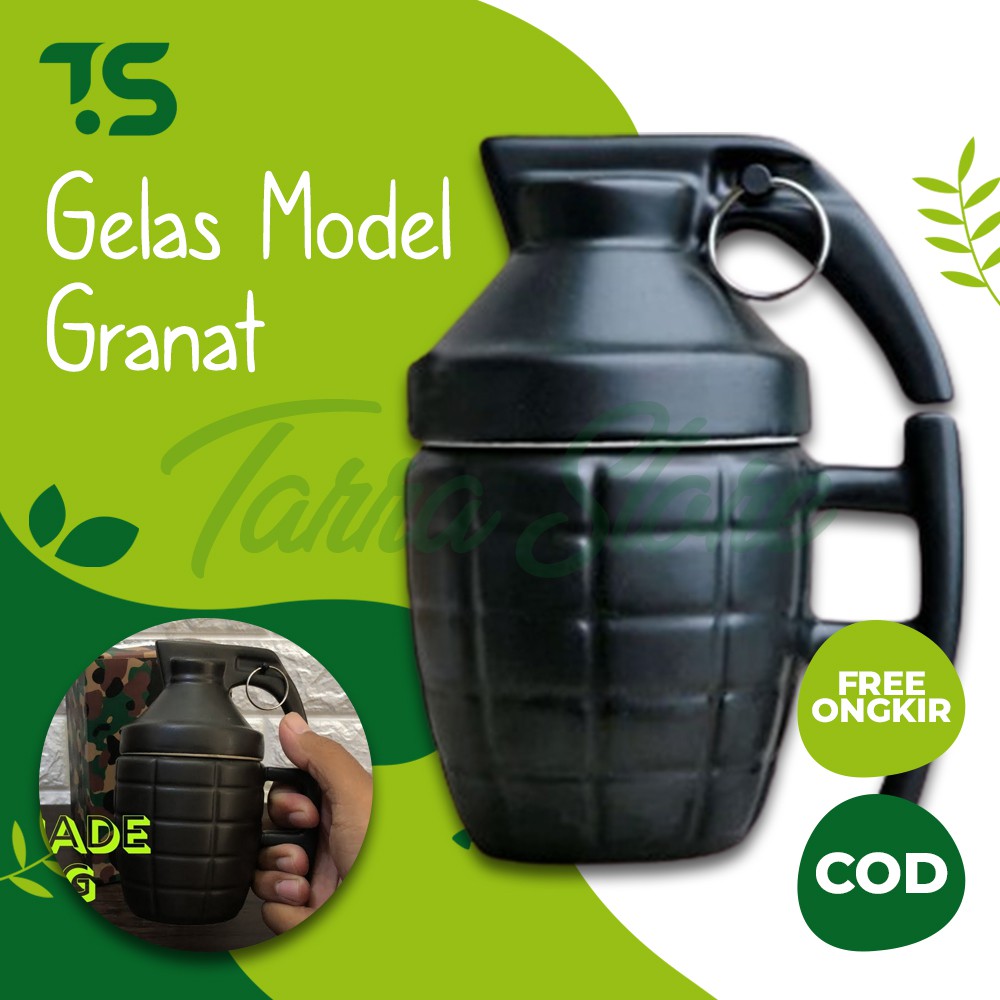 Gelas Unik Gelas Minum Mug Model Granat Tangan Tahan Panas dan Dingin