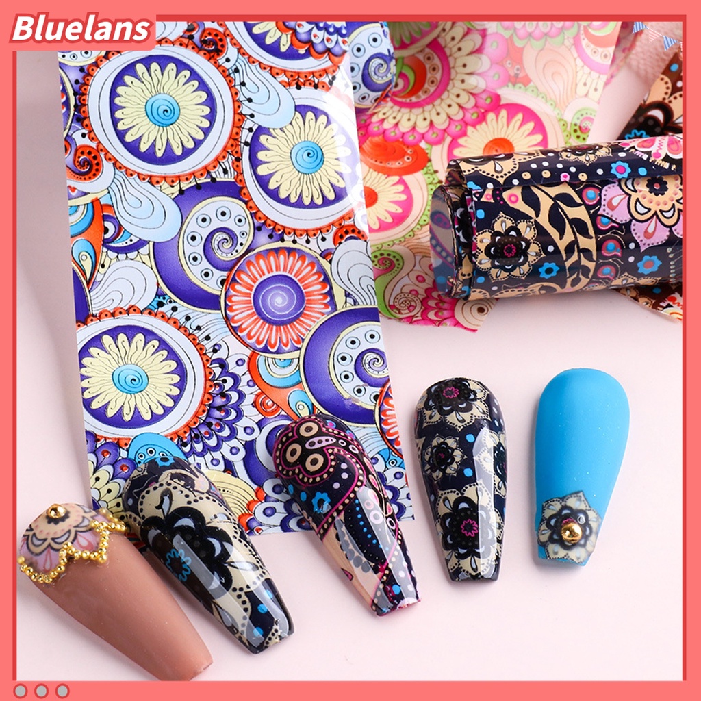 (In Stock) Kacamata Hitam Lensa Warna Warni ♡10pcs / Set Stiker Kuku 3D Motif Totem Gaya Etnik Retro Untuk Wanita