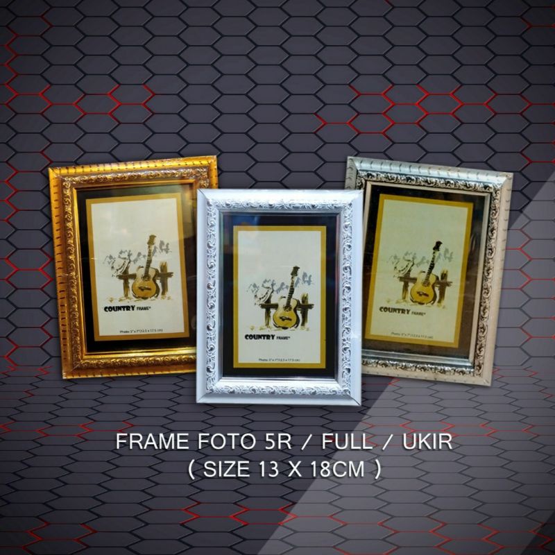 Frame/bingkai foto 5R/4R putih ukir