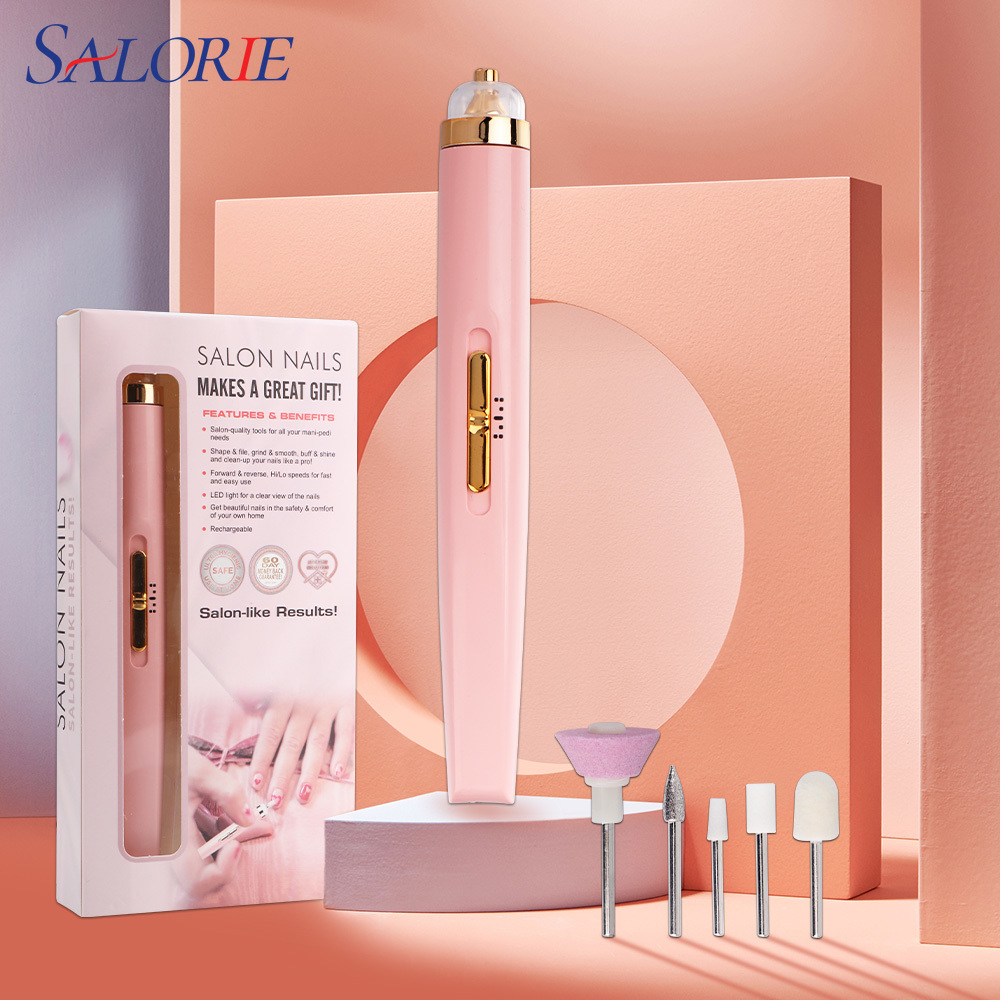 Salorie Mesin Kikir Kuku Elektrik Rechargeable Dengan Lampu Untuk Manicure / Pedicure