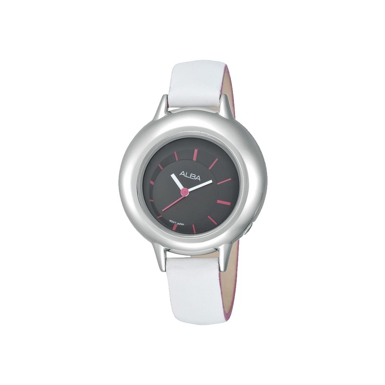 Jam Tangan Wanita Alba Original AH8157 Strap White Leather Quartz Strap Kulit