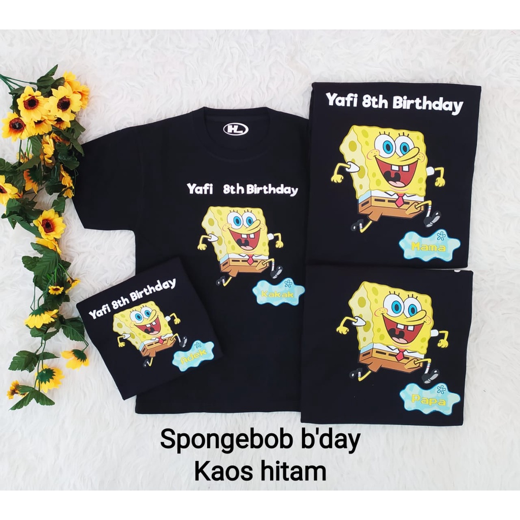 Spongebob Birthday Kaos Couple Keluarga By Request