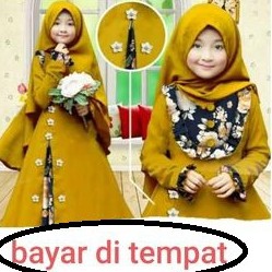 gamis anak terbaru - 4-12tahun COD ( bahan moshcrape)