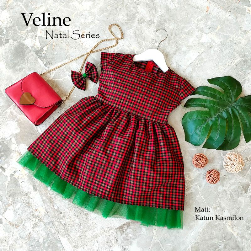 DRES NATAL VELINE NEWBORN/BAYI/ANAK/DEWASA/BAJU NATAL(READYSTOK)