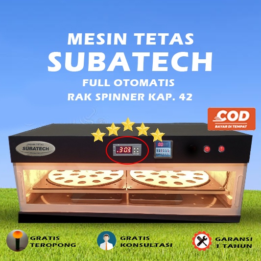 SUBATECH Mesin Tetas Telur Full Otomatis Kap. 72 Rak Spinner Penetas Telur Otomatis MTFORS72 MTTU