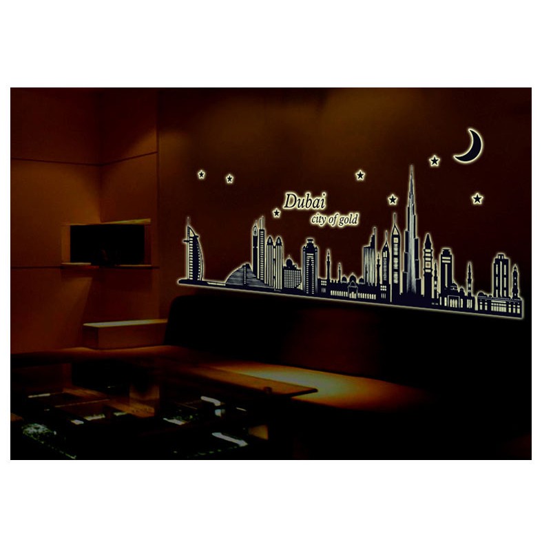 RELIZA Wall Sticker | Stiker Dinding DUBAI CITY OF GOLD GLOW IN THE DARK 60X90 ABQ9616