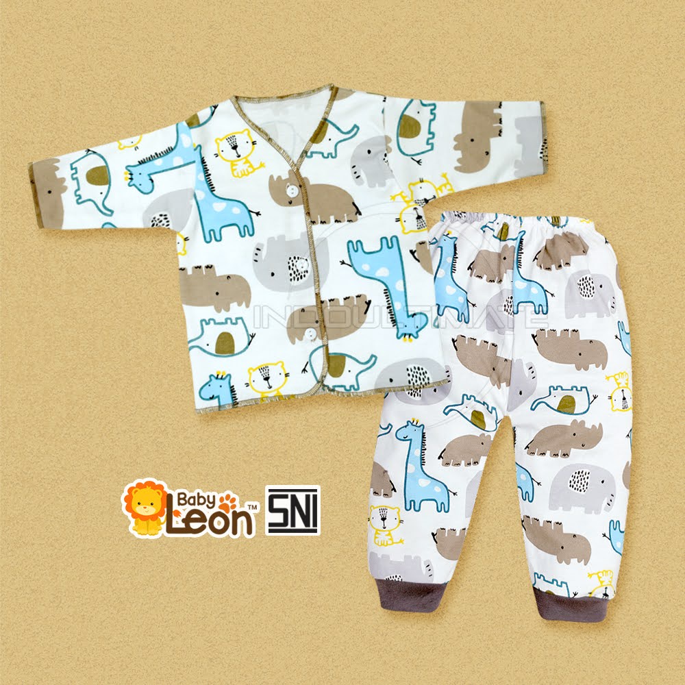 Set Baju Tidur Bayi Setelan Baju Lengan Panjang + Celana Panjang Bayi (0-3 Bln) ZOO SERIES BABY LEON DS-114 Baju Harian Bayi Atasan Kaos Bayi Pakaian Bayi Celana Panjang bayi Celana Bayi Perlengkapan Bayi Baru Lahir