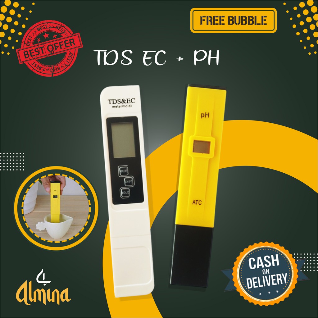 PH Meter dan TDS EC (PAKET) TDS Meter dan PH Meter PH Tester PH Meter Digital TDS EC Almina