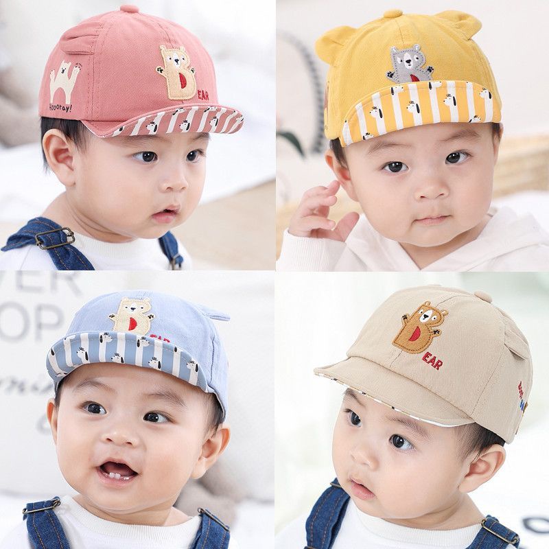 Topi Baseball bayi B bear motif lucu bordir baby cap import