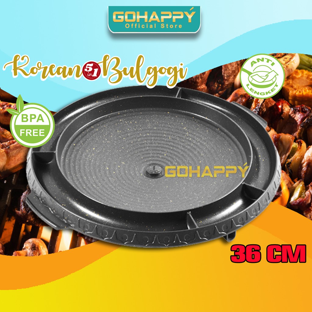 PANCI PEMANGGANG 5 IN 1 Bulgogi Grill Pan korean Anti lengket| Alat Panggang BBQ dengan tempat bumbu