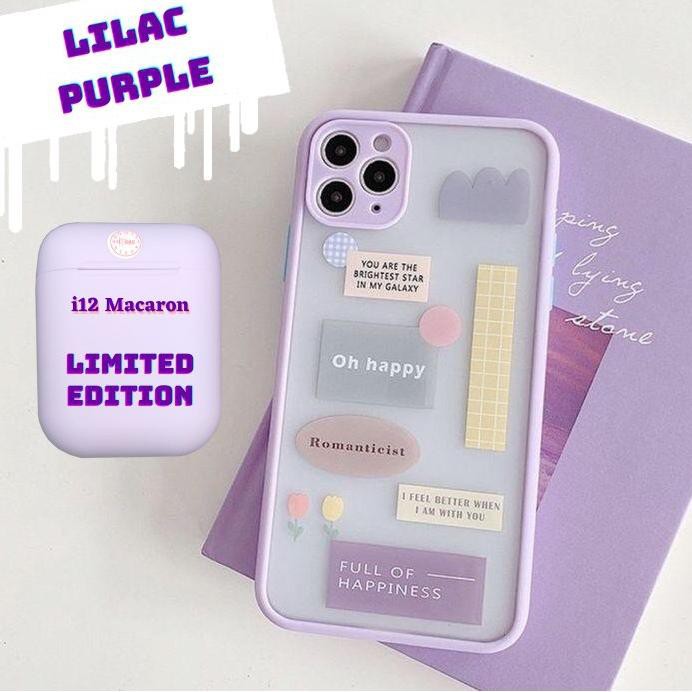 ☝ limited edition lilac ungu Headset Bluetooth Wireless i12 macaron i12 tws ✻